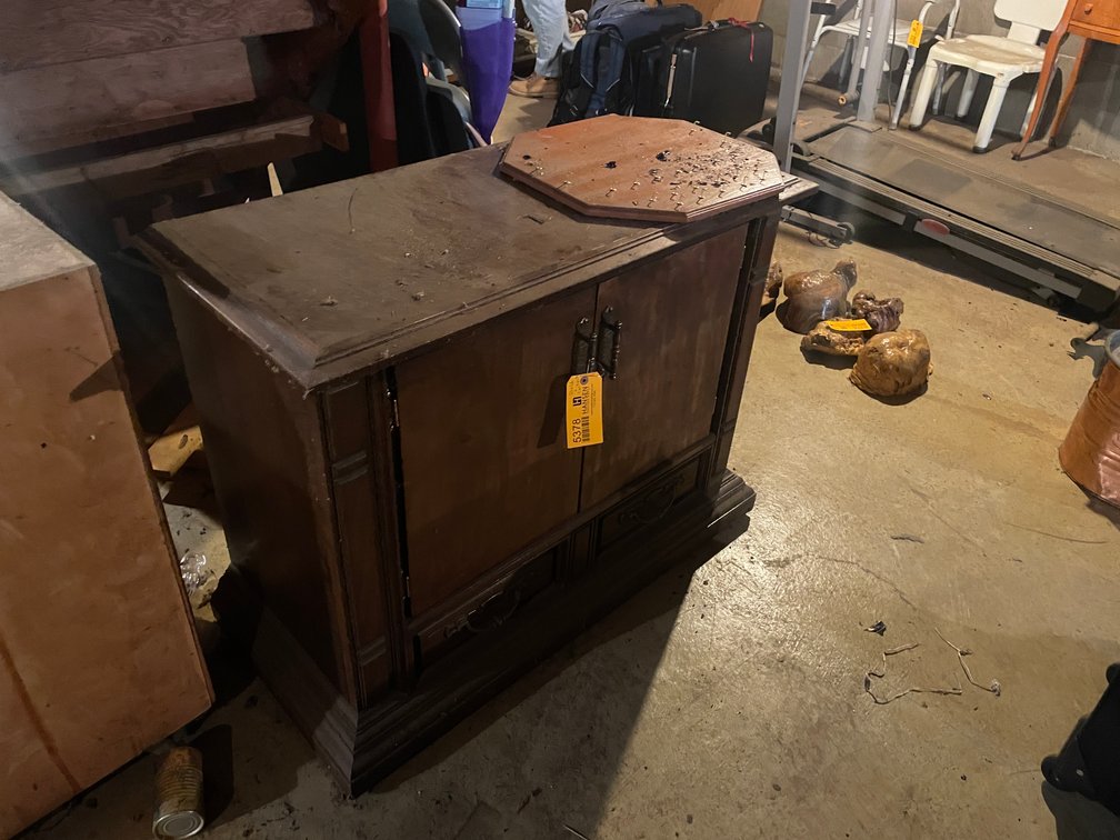 Wooden Cabinet and Contents