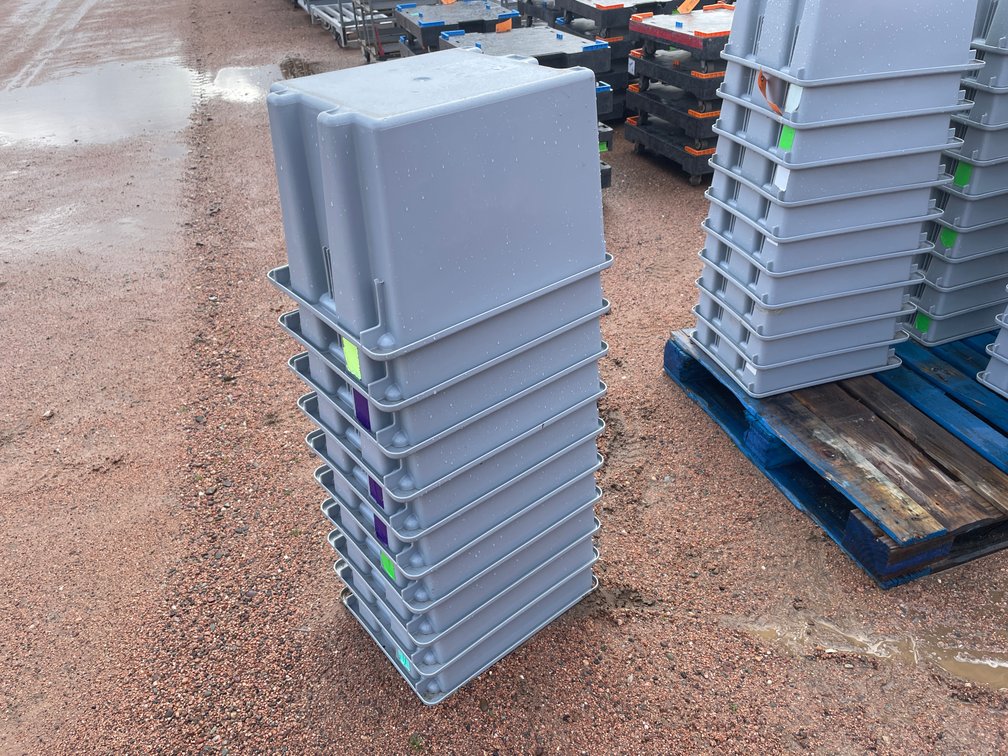 Stack of Rubbermaid Commercial Poly