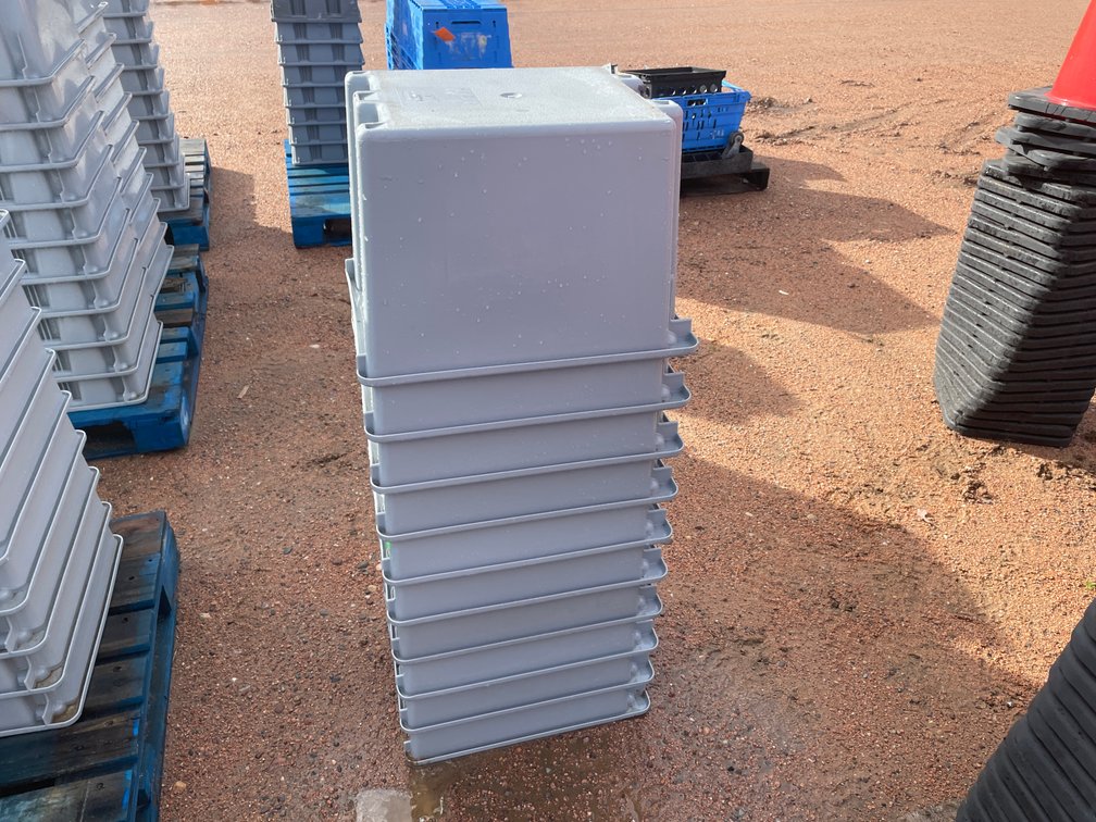 Stack of Rubbermaid Commercial Poly