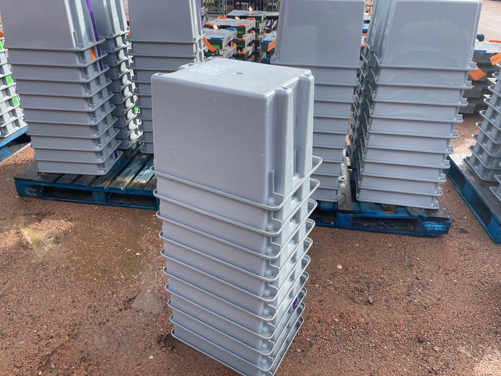 Stack of Rubbermaid Commercial Poly