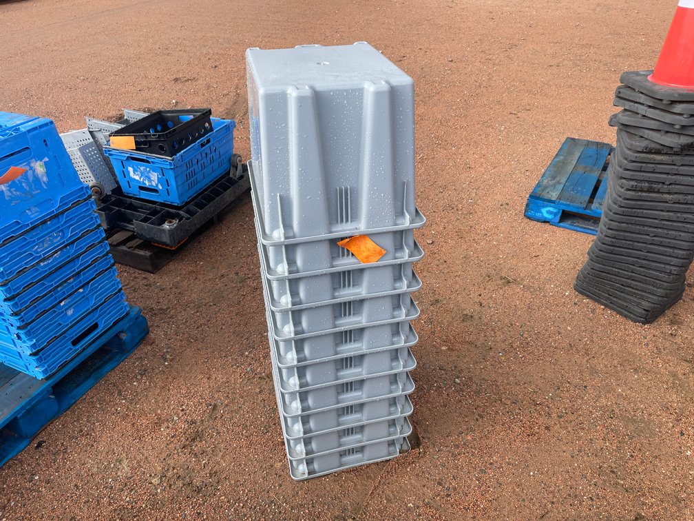 Stack of Rubbermaid Commercial Poly