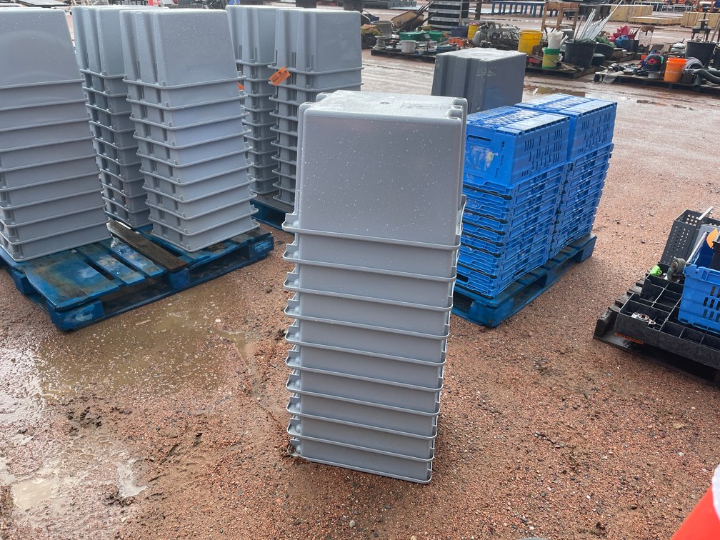 Stack of Rubbermaid Commercial Poly