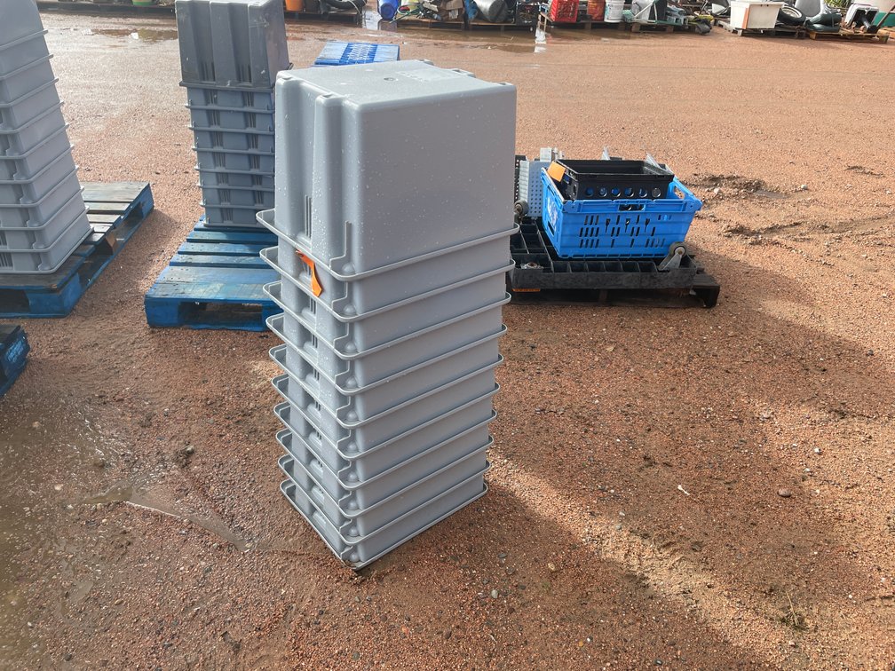 Stack of Rubbermaid Commercial Poly
