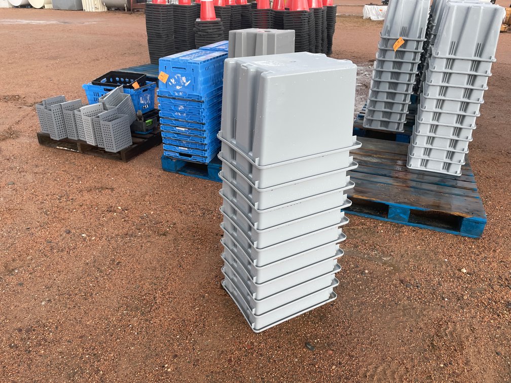 Stack of Rubbermaid Commercial Poly
