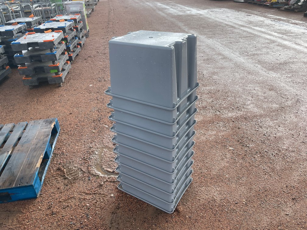 Stack of Rubbermaid Commercial Poly
