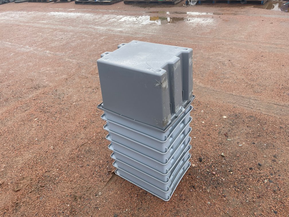 Stack of Rubbermaid Commercial Poly