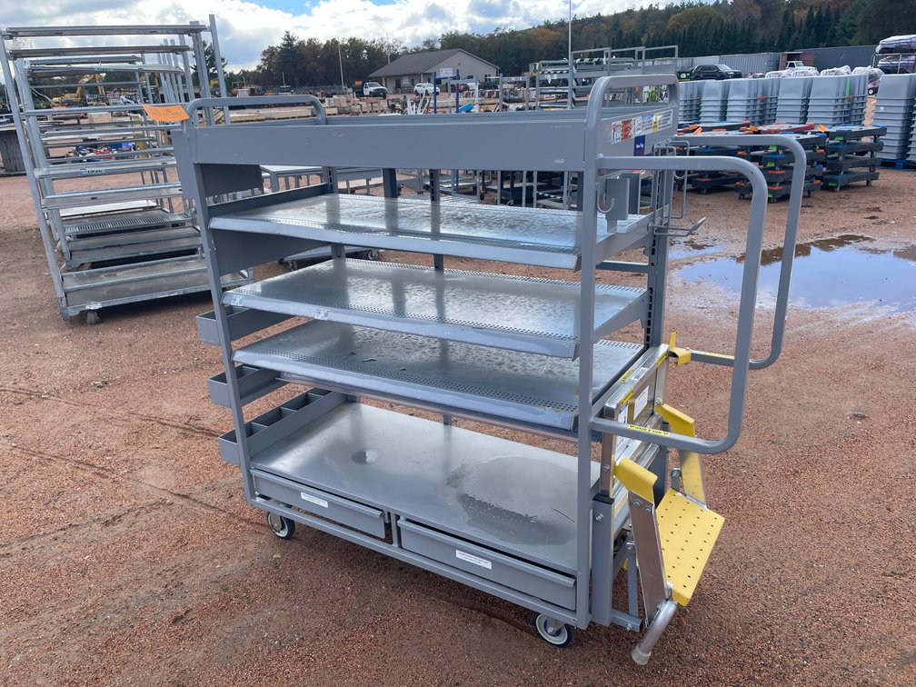 Metal Storage Rack with Single Step Ladder