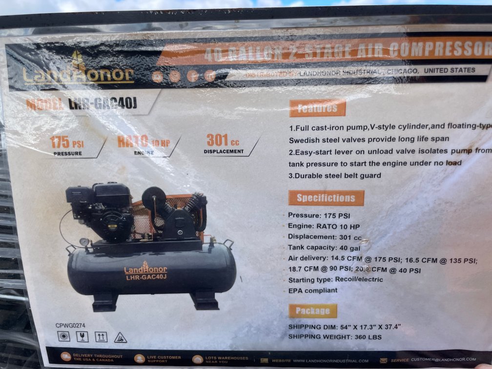 LandHonor 40 Gallon 2 Stage Air Compressor