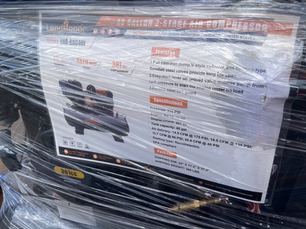LandHonor 40 Gallon 2 Stage Gas Air Compressor