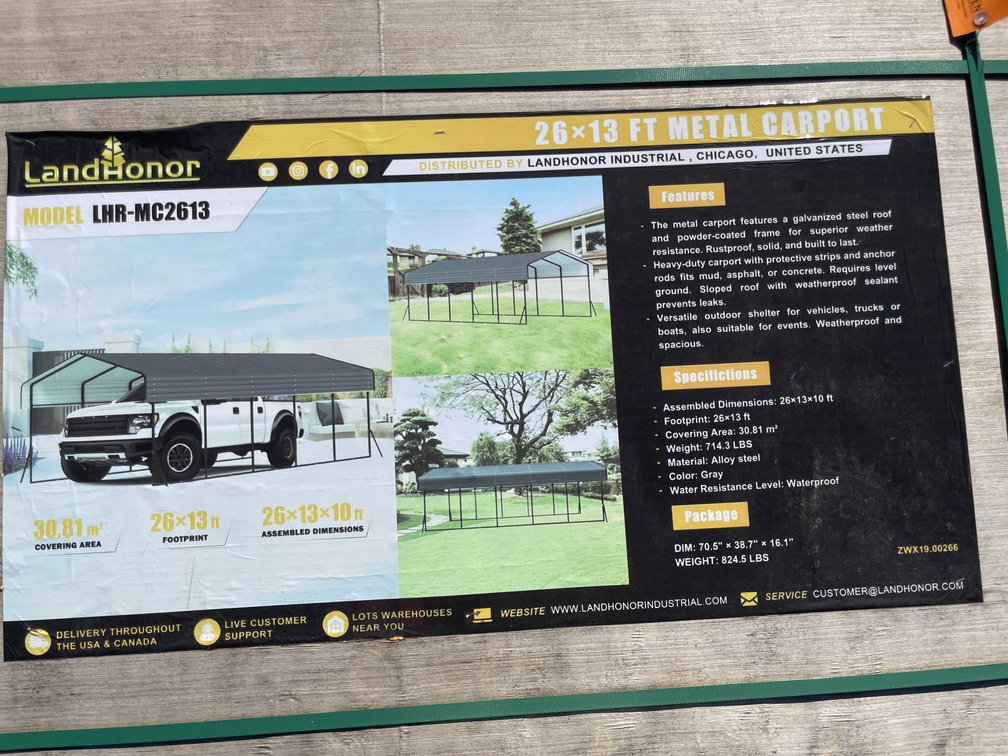 LandHonor 26' x 13' Metal Carport