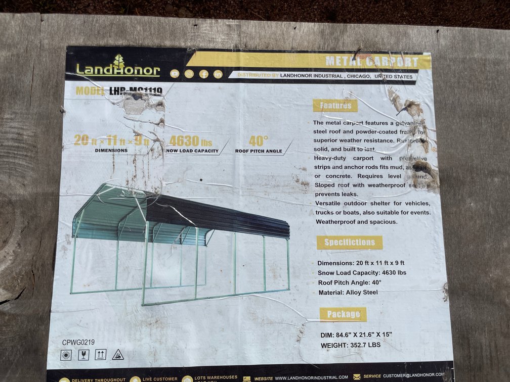 LandHonor 20' x 11' x 9' Metal Carport