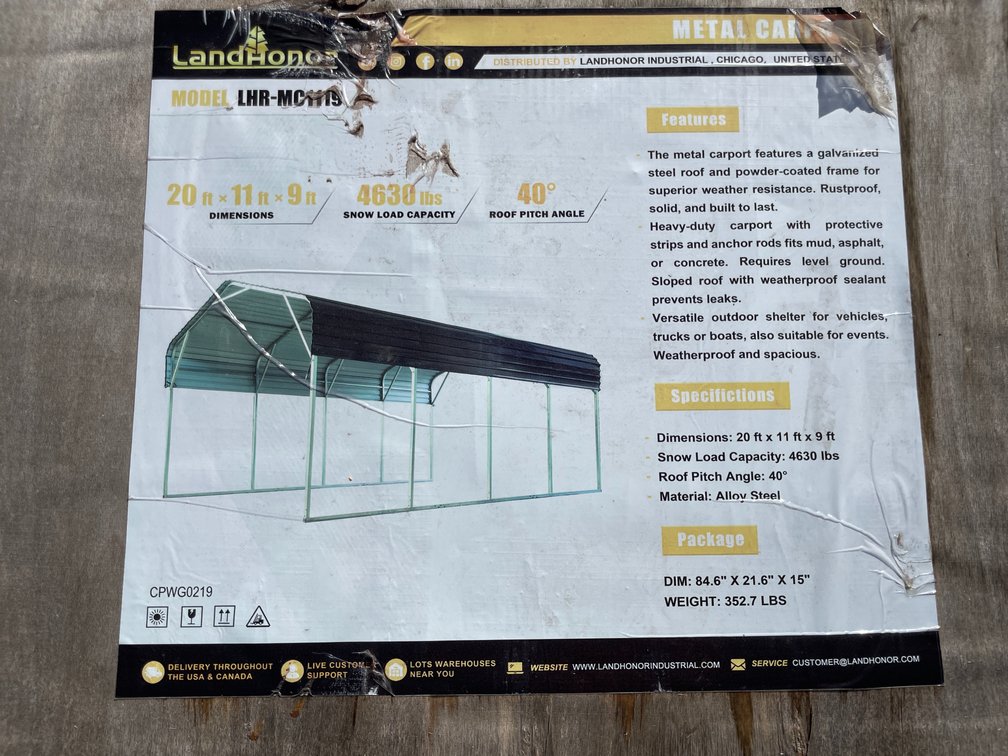 LandHonor 20' x 11' x 9' Metal Carport