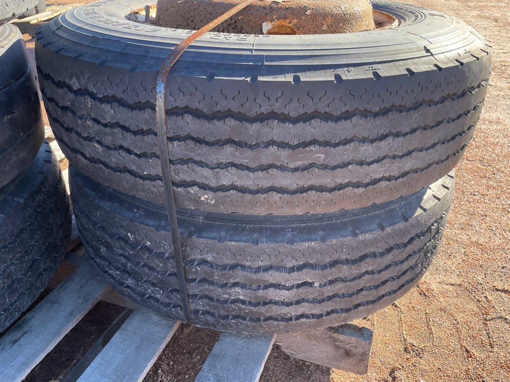 Set of (5) Heavy Truck Tires on Steel Rims
