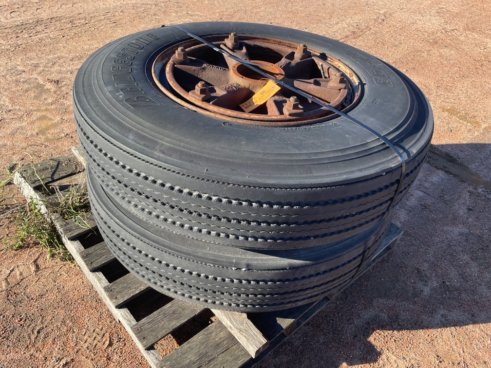 Set of (2) Heavy Truck Tires on Steel Rims