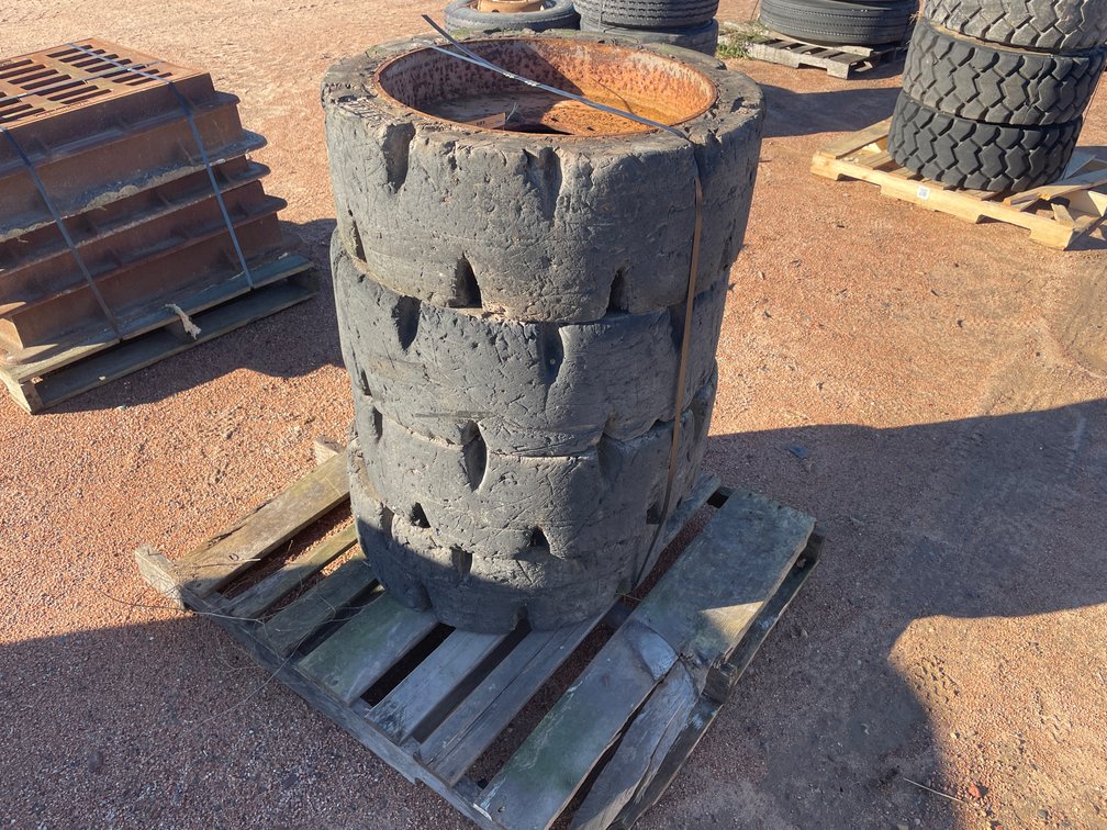 Set of (4) Solid Rubber Skid Steer Tires