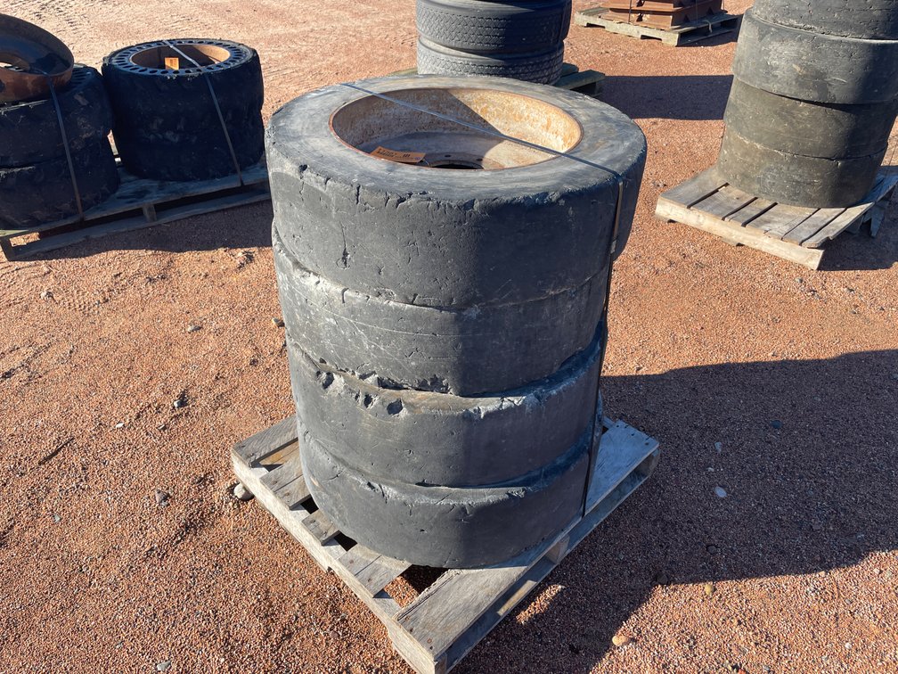 Set of (4) Solid Rubber Skid Steer Tires