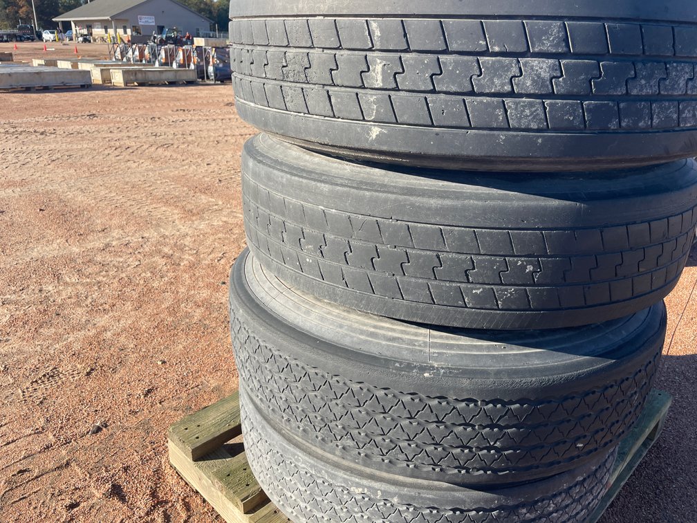 Set of (4) Heavy Truck Tires on 10-Bolt Steel Rims