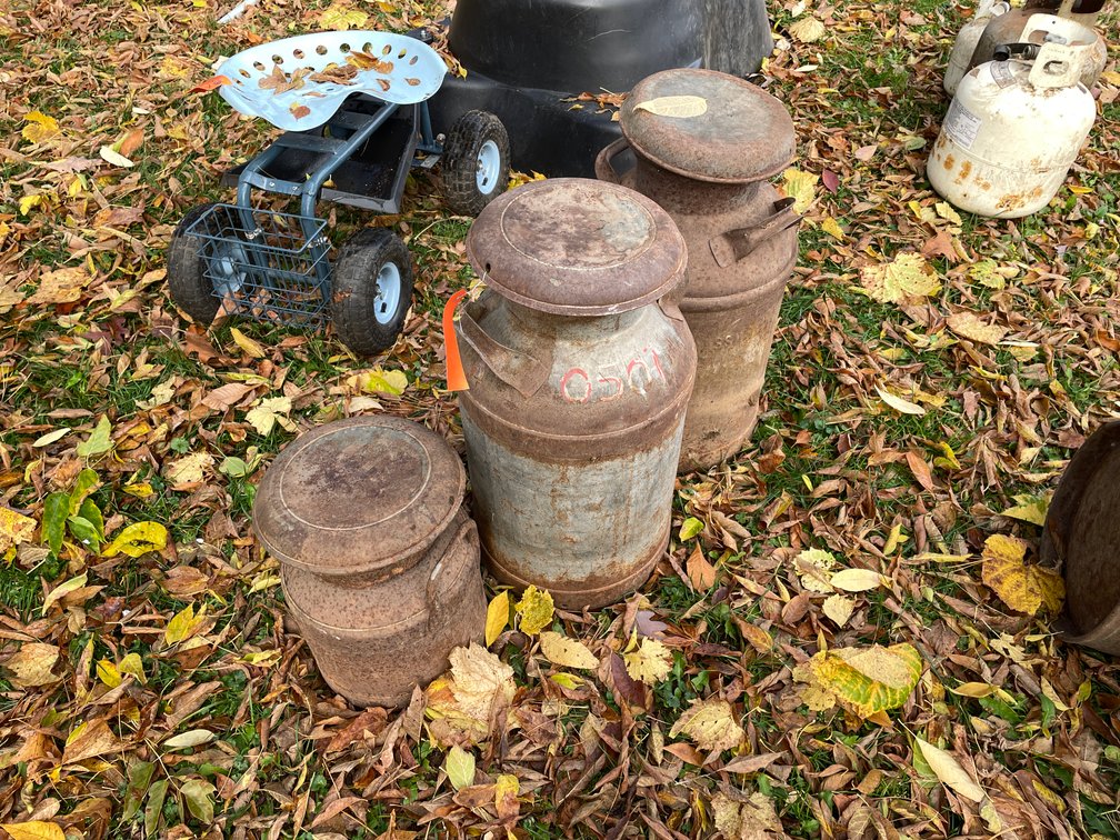 (2) Milk Cans and Cream Can
