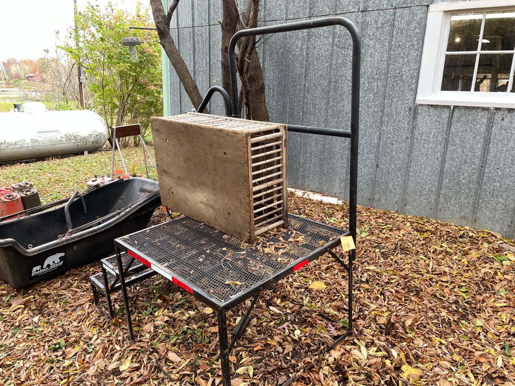 Set of Metal Steps and Wooden Bird Box