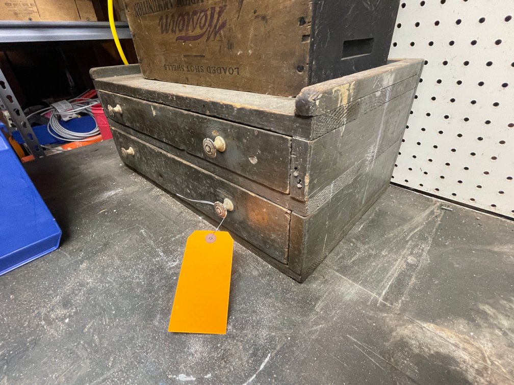 Vintage Wooden Shop Organizer and Western Ammo Box
