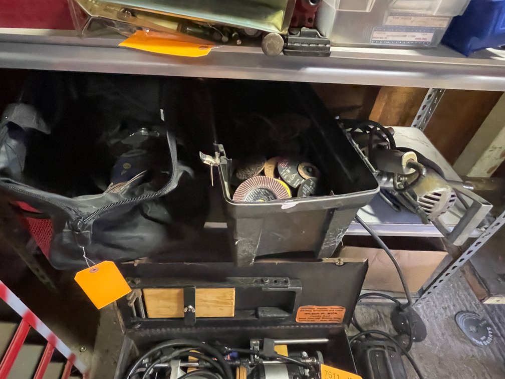 Corded Disc Grinder, Corded Drill, and Grinding Wheels