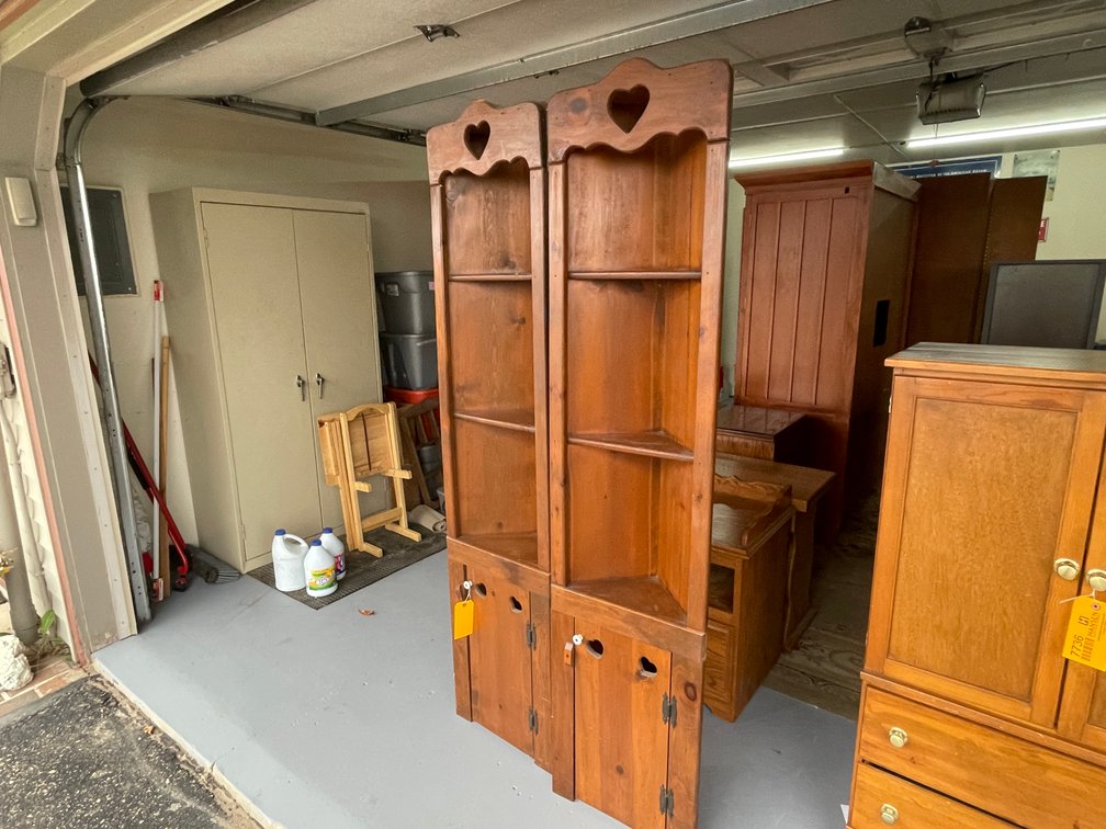 (2) Wooden Corner Hutches