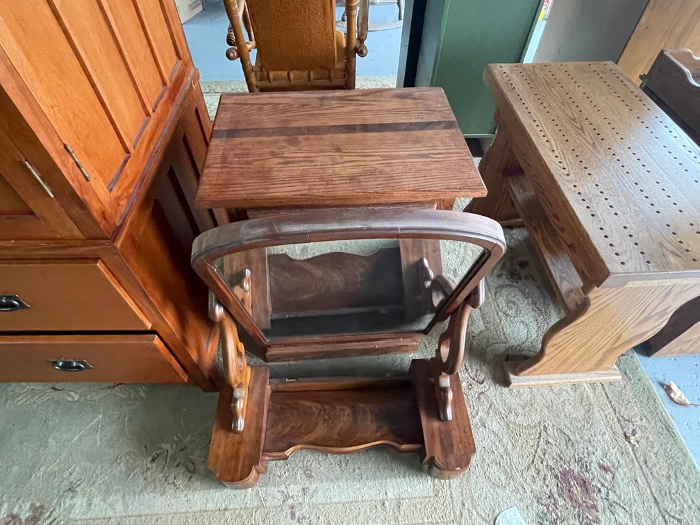 Wooden End Table with Mirror