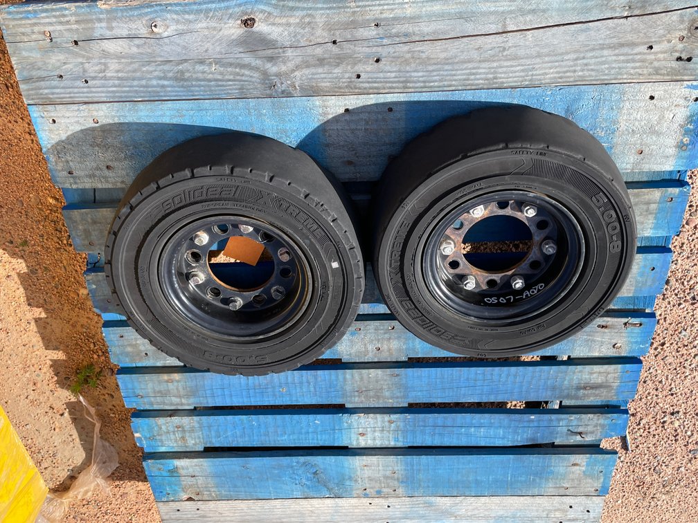 (2) Solid Forklift TIres on Rims
