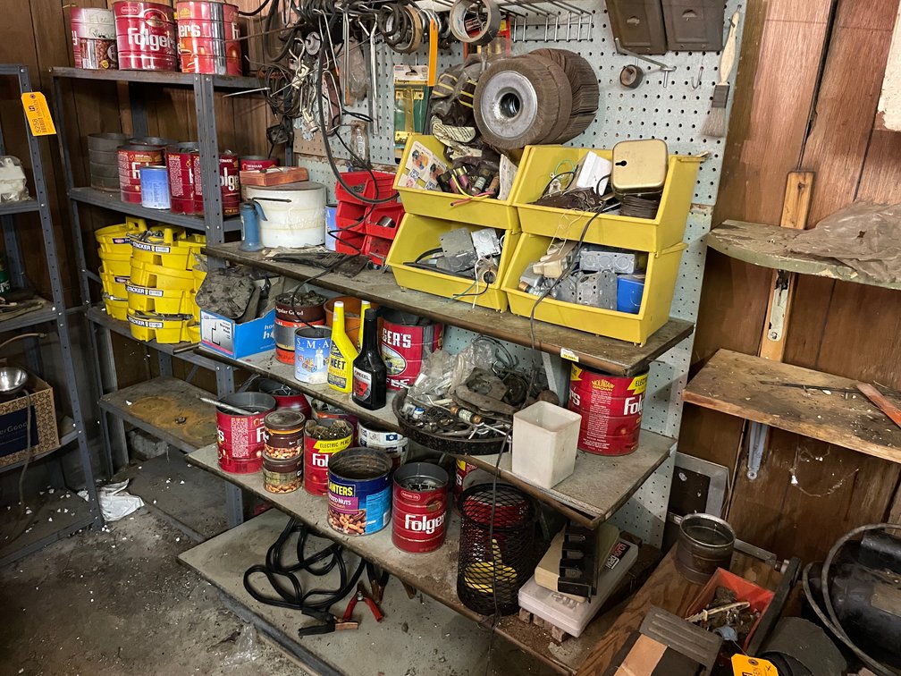 Wooden Shelving Unit Electrical and Automotive Supplies