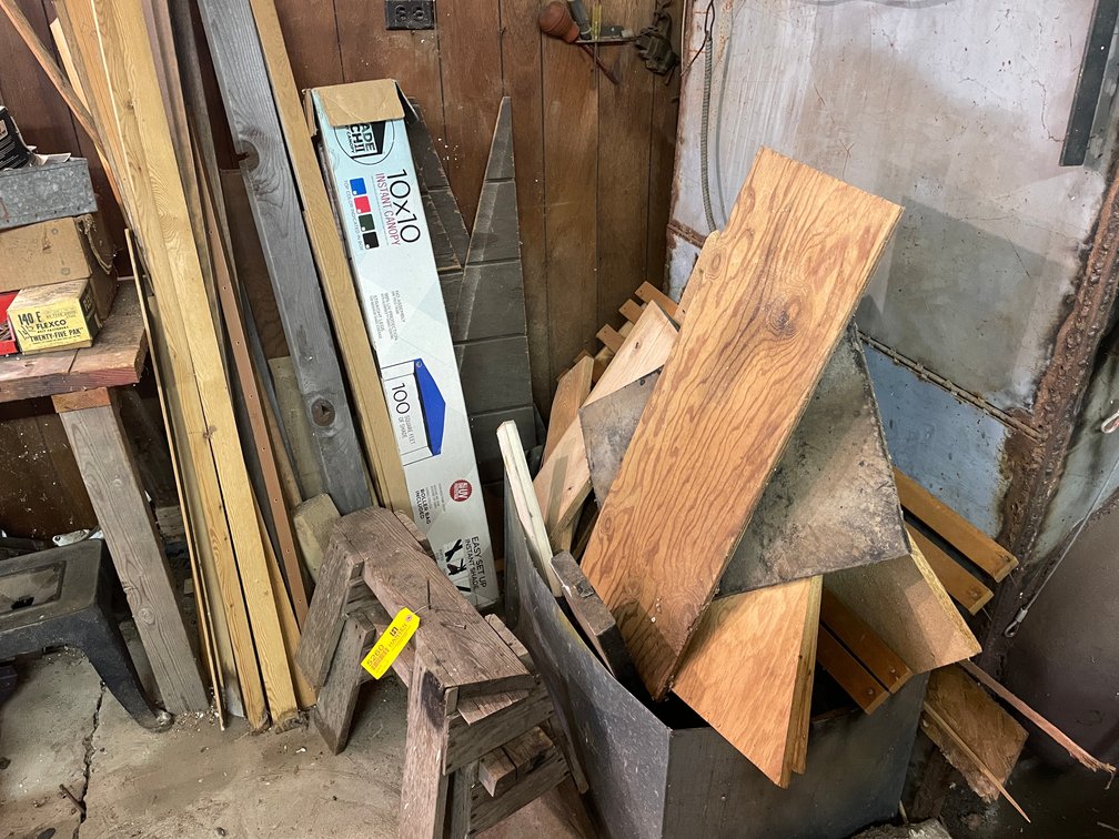 (2) Small Wooden Saw Horses and Scrap Lumber