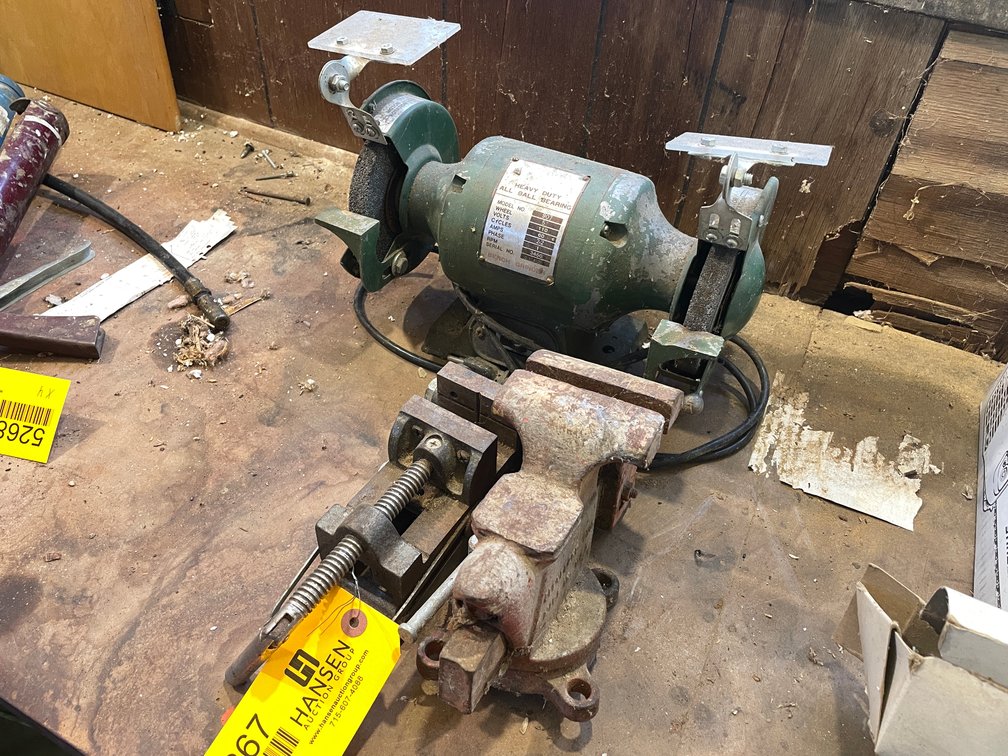 Vise, Clamp, and Electric Bench Grinder