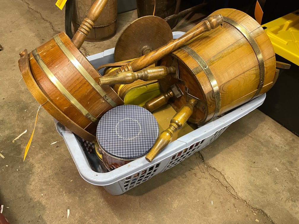 Vintage Wood Ice Buckets on Legs