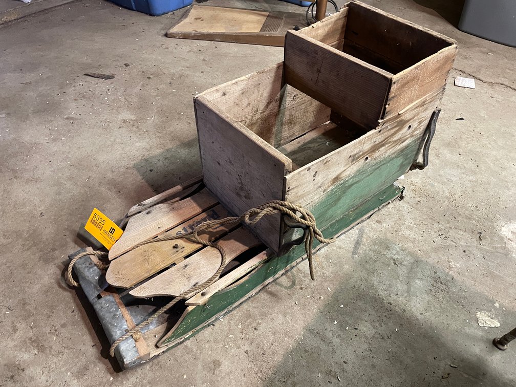 Vintage Wooden Runner Sled with Infant Seat Attachment