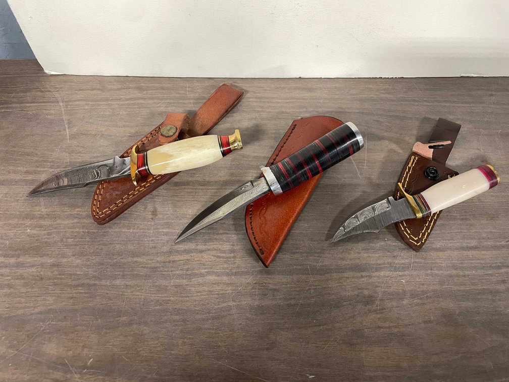 Hand Forged Damascus Steel Knives with Sheaths (T5)