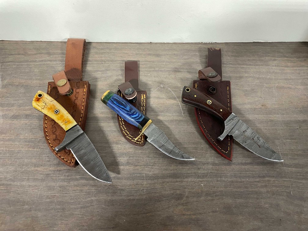 Hand Forged Damascus Steel Knives with Sheaths (T5)