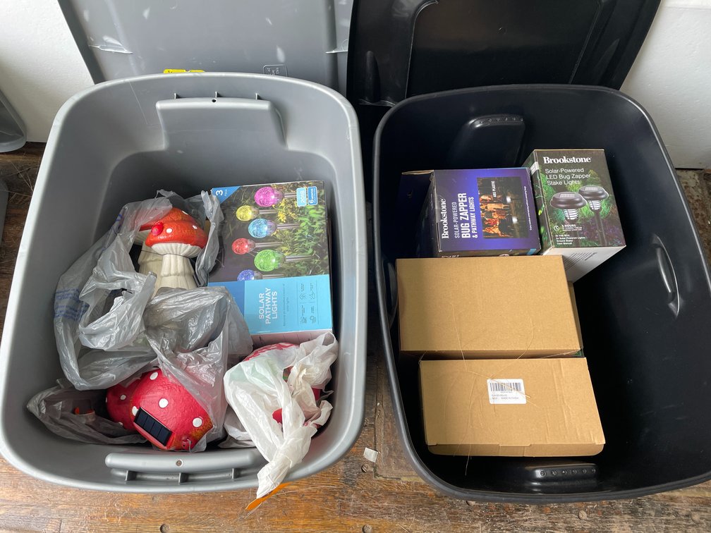 (2) Bins of Yard Decor and Lights