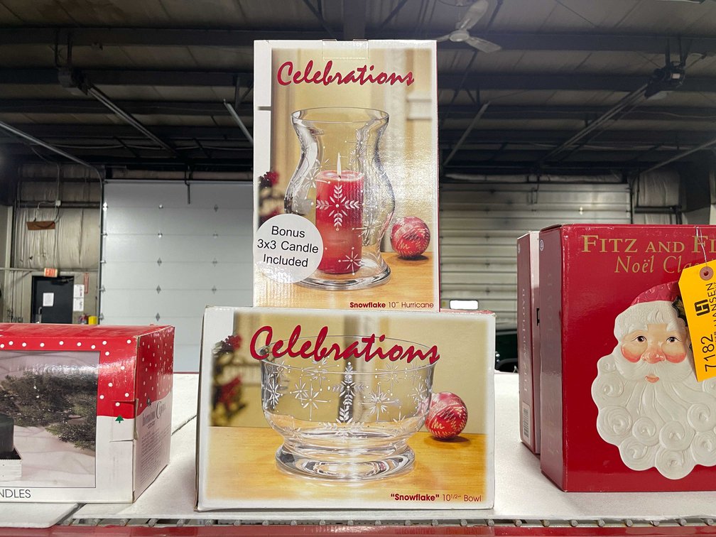 Glass Christmas Bowl and Vase (T3)