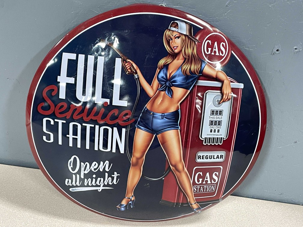 Domed Metal Full Service Gas Station Sign (T5)
