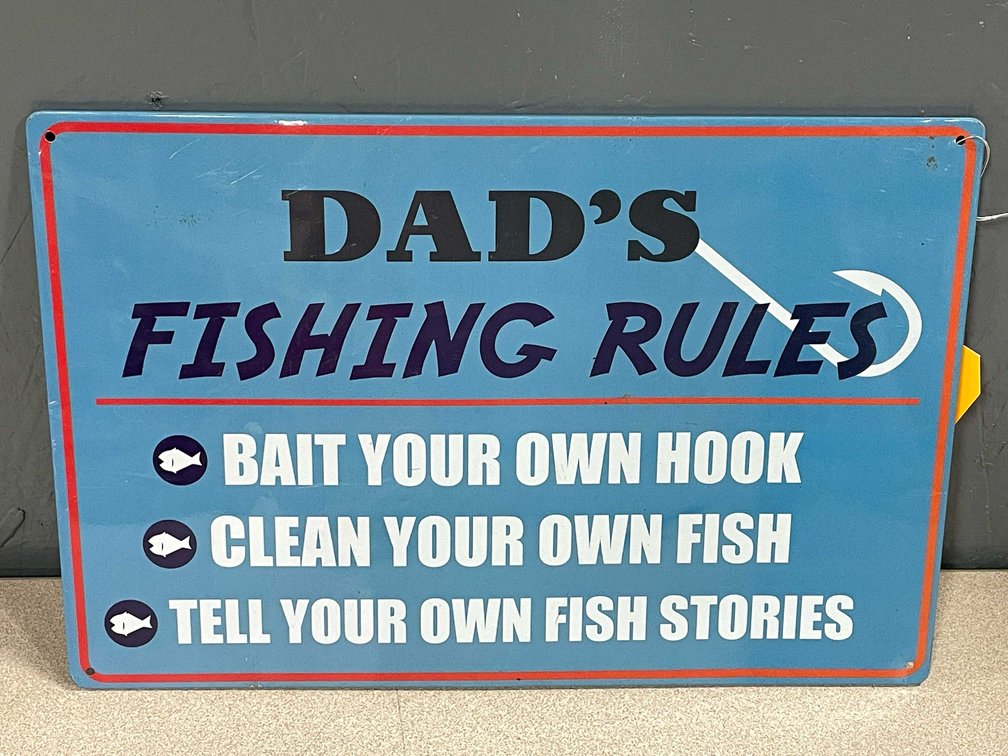 Dad's Fishing Rules Metal Sign (T5)
