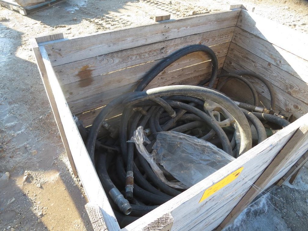 Crate with Fuel Hoses, Nozzles, Greasers and More