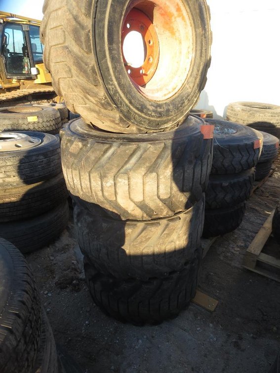 Set of Galaxy 33 x 15.50-16.5 Skid Steer Tires on 8-Bolt Rims