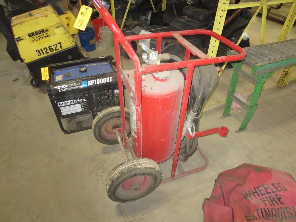 Amerax Fire Extinguisher on Dolly with Hose and Cover