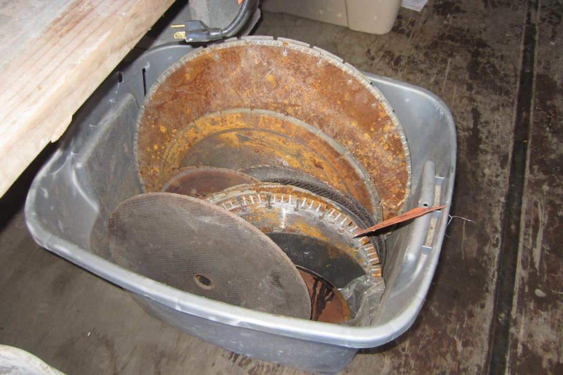 Tote Full of Various Size Saw Blades