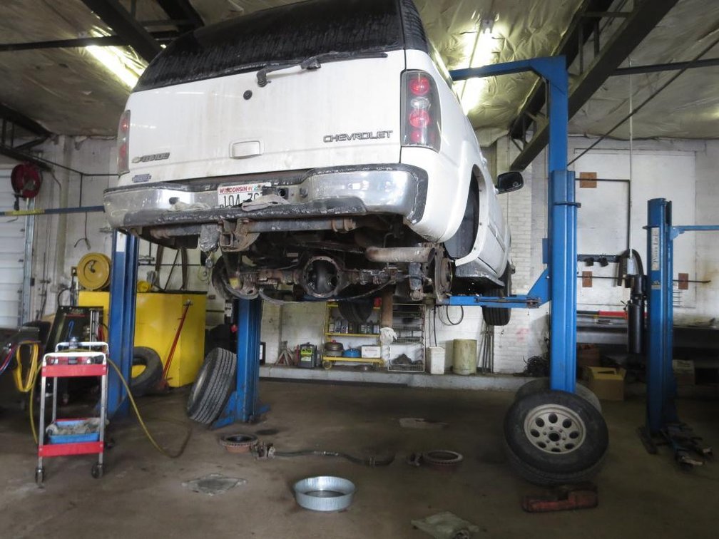 Precision Metal Works Automotive Lift 9,000 Lb Car Lift with John S Barns 2 Hp Motor, Model OH9000, SN LH1515