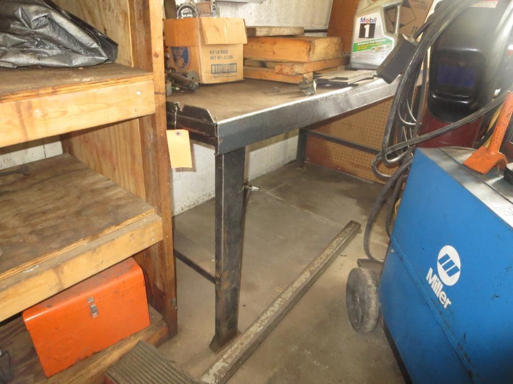 Metal Shop Table with Gutter