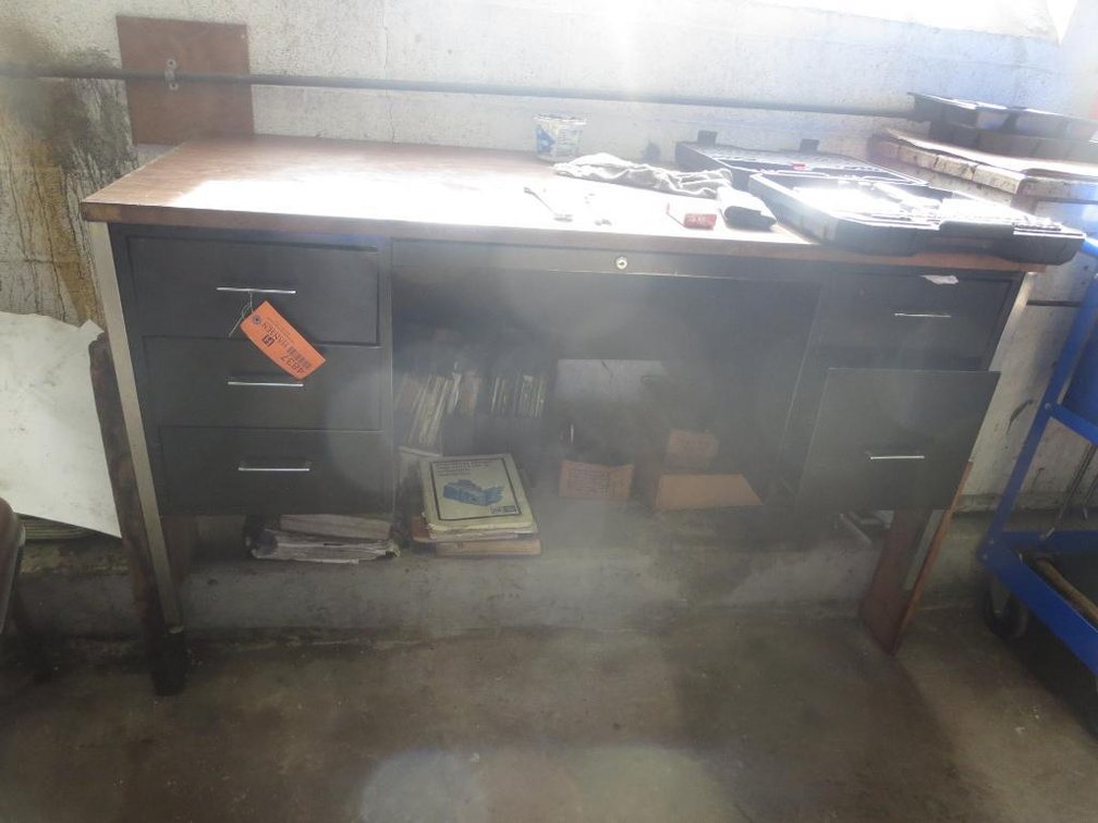 Metal Desk with Wood Top