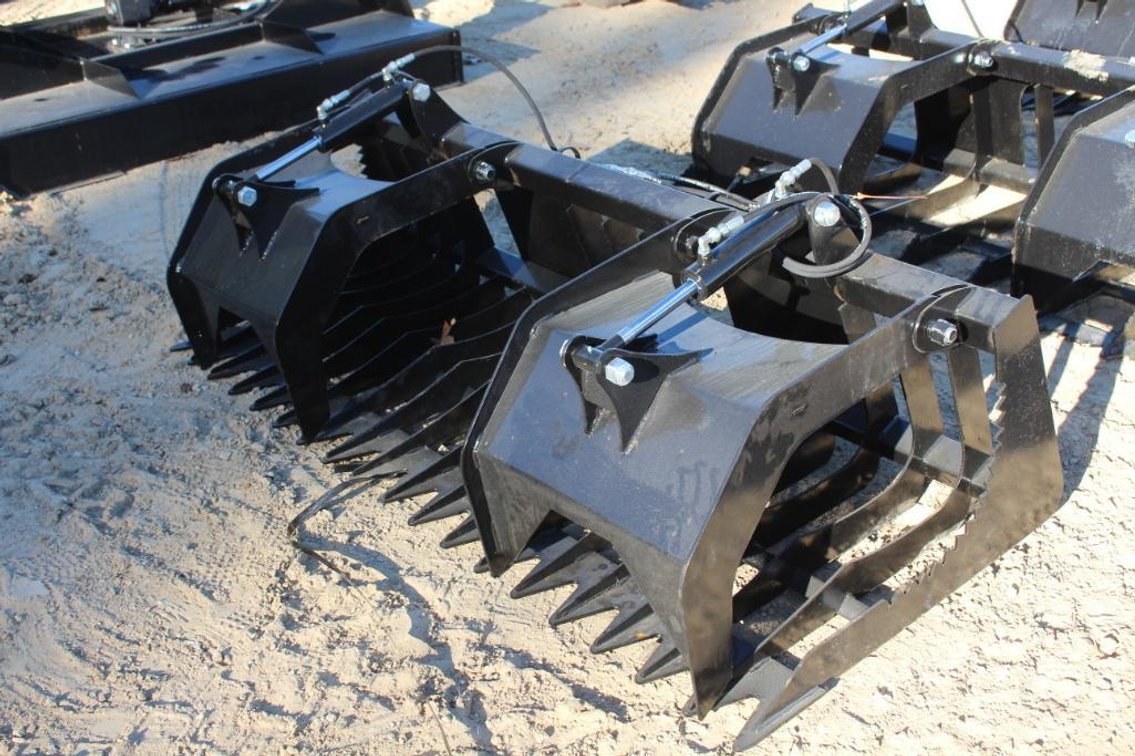 Skid steer mount 78" rock and brush grapple bucket, Unused (Downing, WI)