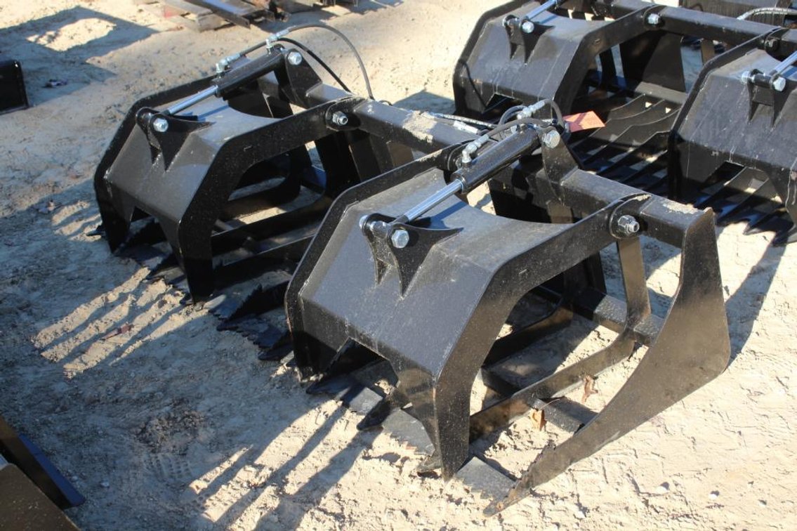 Skid steer mount 70" root  grapple bucket, Unused (Downing, WI)