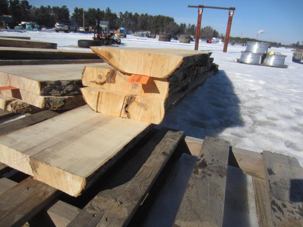 Hard Maple Live Edge Boards. (3) 9' Long, 3" Thick, (1) 11' Long, 2" Thick. Measurements Are Approximate. Mosinee WI. (Nitke Yard)