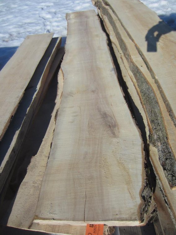 Hard Maple Live Edge Boards. (3) 91" Long, 2" Thick, 14" Wide. Measurements Are Approximate. Mosinee WI. (Nitke Yard)